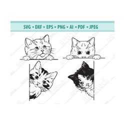 Peeking kitten SVG, Cat SVG, Cute kitten Svg, Cat cut files, Striped kittens Svg, Fur Kitten Svg, Silhouette, Cat clipar