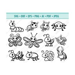 Bugs SVG, Cute Insect Cutting Templates, Baby insects svg, Insects silhouette Svg, Bugs Clipart, Insects cut file,Vector