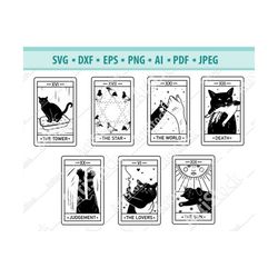 Cat Tarot Card Svg, Rider Tarot Deck SVG, Celestial Tarot Svg, Witchy Cat Svg, Witchcraft Svg, Major Arcana Svg, Vector,