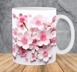 3d pink hot air balloon flowers mug