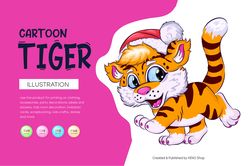 Cute Cartoon Tiger. T-shirt, SVG, PNG.
