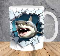 3D Shark In A Hole Ocean Mug