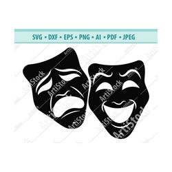 Comedy Tragedy svg/clipart/Comedy svg/Tragedy silhouette/theatrical mask cricut cut files/mask clip art/digital download
