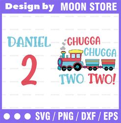 Personalized And Age Train Birthday 2nd Birthday Svg, Choo Choo I'm Two Boys Birthday Svg, Boys Birthday With Train Png,