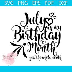 July Is My Birthday Month Shirt Svg, July Girls Svg, July Girls Shirt, Gift For Birthday, Silhouette Cameo, cricut file,