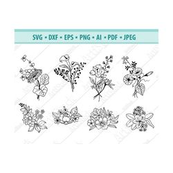 Flower SVG files, Boutonniere svg, Bouquet of Flowers SVG, Flower cut files, Flower Cipart, Flower Bouquet Svg, Wild flo