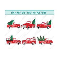 Christmas truck svg, Christmas tree svg, Old red truck svg, Merry Christmas svg, Vintage, Truck svg files, Instant downl