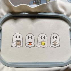 Cute Ghosts Embroidery Machine Design, Spooky Halloween Embroidery Design, Spooky Vibes Embroidery File