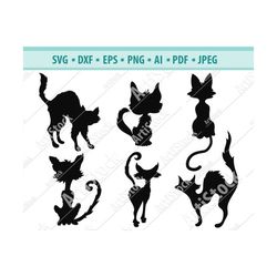 Black Cat Svg Halloween Cat Svg Cut Files Halloween decal images download Svg Clipart for Cricut Dxf Scare Cat Silhouett