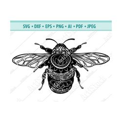 Bee Mandala Svg, Bee Svg Files, Bee Clipart, Bee Cut Files, Bee Decal, Bee Shirt Design, Mandala Svg Designs, Zentangle