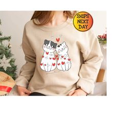 Meowy Valentine Sweatshirt, Valentines Cat Shirt, Valentine Sweatshirt, Valentines Day Gift, Retro Valentines, Gift For