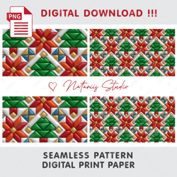 Trendy Christmas 3D Inflated Bubble Puff Design - Seamless Tileable Pattern - Digital Paper - PNG 300 dpi