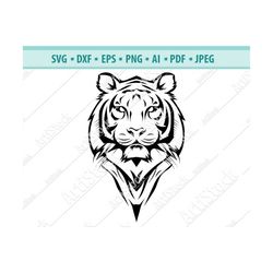 Tiger Face, Tiger SVG, head of a tiger clipart, File Cutting, DXF, EPS design, cutting files for Silhouette Studio and C