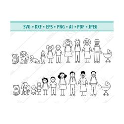 Stick Afro family svg bundle, stick Black family cut files, stick family clipart, cut files for cricut silhouette, png,d