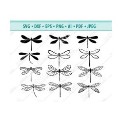 Dragonfly Svg, Linear dragonfly Svg, Insect svg, Bugs Svg, Vector clipart, Flying insects Svg, Vinyl cut file, Silhouett