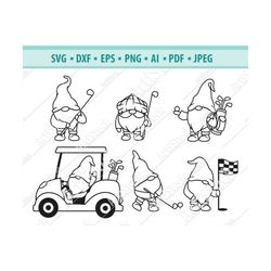 Golf Gnome SVG, Garden Gnome SVG, Gnome Clipart, Hobby gnomes Svg, Gnome sportsmen Svg, Activity rest Svg, Gnome on golf