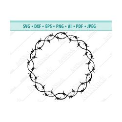 barbed wire wreath cut files, barbed wire wreath svg, barbed wire wreath silhouette files, barbed wire wreath svg png dx