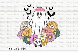 Hippie Halloween Ghost Floral Spooky PNG