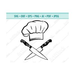 chef hat and knife svg, chef hat and knife cutting file, chef logo svg, chef hat and knife clipart, chef hat and knife f