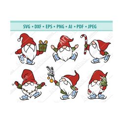 Gnome SVG, Cute Garden Gnome SVG, Nordic Gnome Svg, Gnome Ice Skates SVG, Holiday Gnome svg, Christmas Gnomes Svg, Silho