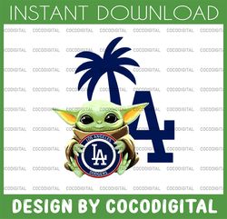 Baby Yoda with LA Dodgers Baseball ,  Baby Yoda MLB png, MLB png, Digital Download,printing