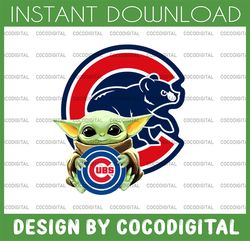 Baby Yoda with Chicago Cubs Baseball PNG,  Baby Yoda MLB png, MLB png, Digital Download