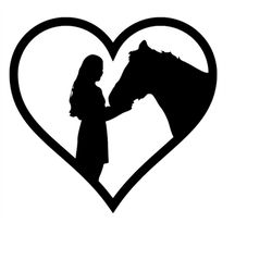 Girl & Horse Svg Heart Silhouette Horse Lover Clipart File Horse Cutting File Clip Art Vector Horse Heart Png Printable