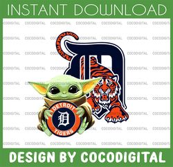 Baby Yoda with Detroit Tigers Baseball PNG,  Baby Yoda MLB png, MLB png, Digital Download