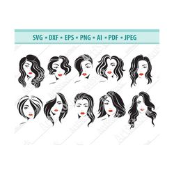Woman's face svg bundle, Woman svg file, Girl SVG instantly Loading Woman Beauty saloon SVG, PNG file, makeup svg, Cricu
