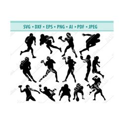 Football SVG - Football Silhouettes - Football Players SVG - Digital Cutting File - Cricut Cut - Instant Download - Svg,