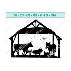 Nativity SVG, Nativity scene svg, Christmas SVG, Holiday Decoration Decal, jesus baby svg, Nativity Cricut, Silhouette f