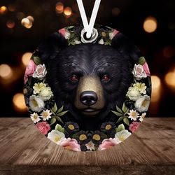 3D Black Bear Christmas Ornament
