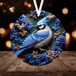 3D Blue Bird Christmas Ornament