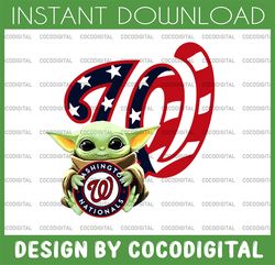 Baby Yoda with Washington Nationals Baseball PNG,  Baby Yoda MLB png, MLB png, Digital Download