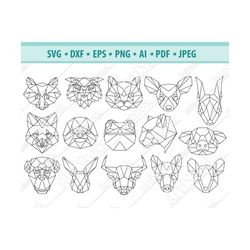 Polygon animals svg, low poly animals svf files for cricut, polygonal print svg, giraff polygon svg, wolf polygon svg, e