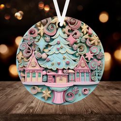 3D Pastel Christmas Tree Ornament
