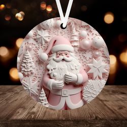 3D Pink Santa Claus Christmas Ornament