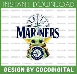 Baby Yoda with Seattle Mariners Baseball PNG,  Baby Yoda MLB png, MLB png, Digital Download