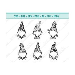 Gnome SVG, Cute Garden Gnome SVG, Gnomes with animal prints Svg, Nordic Gnome Svg, Gnome Clipart, Holiday Gnome svg, Sil