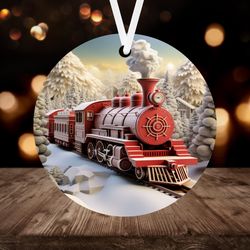 3D Red Train Ornament