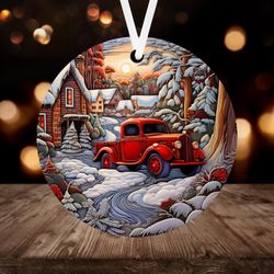 3D Red Truck Christmas Ornament