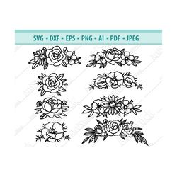 Flower SVG Files, Flower wreath Svg, Floral headband Svg, Flower Border Png, Flower cut file, Flower Frame, Silhoutte, S