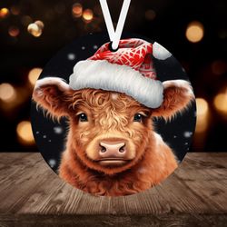 Christmas Highland Cow Ornament