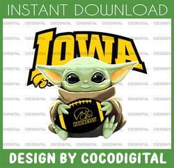 Baby Yoda with Iowa Hawkeyes Football PNG,  Baby Yoda png, NCAA png, Digital Download