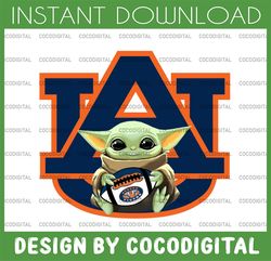 Baby Yoda with Auburn Tigers Football PNG,  Baby Yoda png, NCAA png, Digital Download,printing