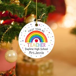 Custom Rainbow Teacher Ornament