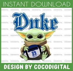 Baby Yoda with Duke Bluedevil Football PNG,  Baby Yoda png, NCAA png, Digital Download