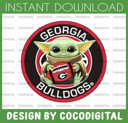 Baby Yoda with Georgia Bulldogs Football PNG,  Baby Yoda png, NCAA png, Digital Download