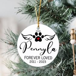 Forever Loved Dog Paw Angel Ornament