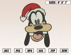 goofy santa hat embroidery designs, christmas embroidery design file instant download